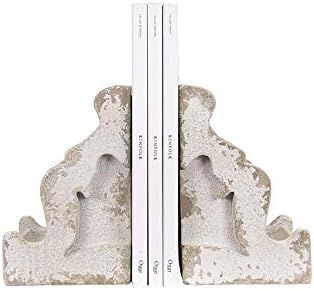 Creative Co-op Distressed White Corbel Shaped Bookends (Set of 2 Pieces) | Amazon (US)