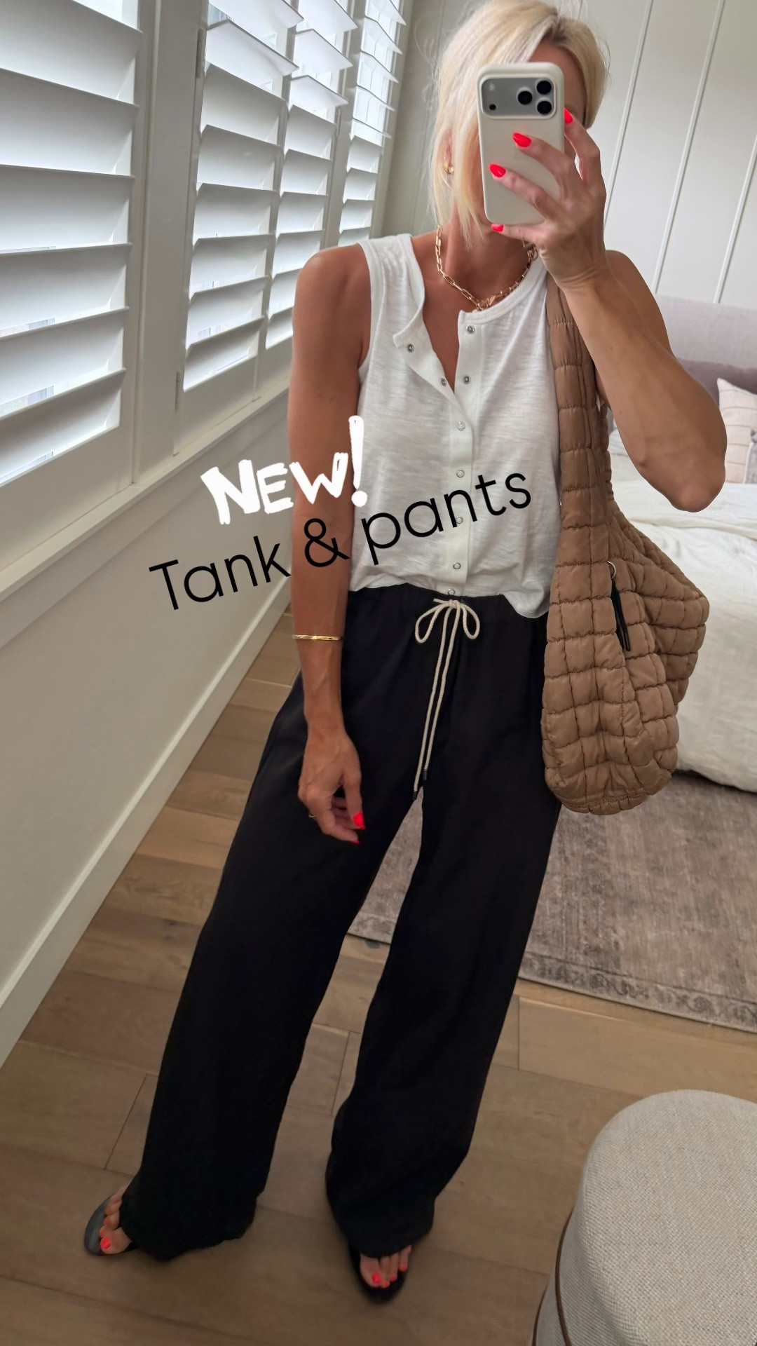 New @Target  tank & pants! 
Simple summer pieces were mixing & matching and wearing on repeat. 
I sized down in tank to a small, and wearing a MEDIUM in the pants. They fit big— size down if you don’t need the length.
🚨see other post wearing pants in brown , size small

#LTKootd #LTKmomlife #LTKOver40