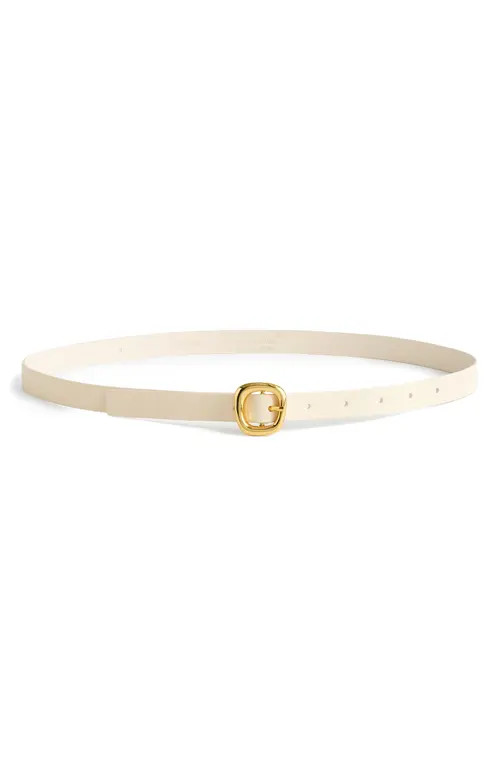 Madewell Puffy Buckle Skinny Leather Belt in Ivory at Nordstrom, Size Large | Nordstrom