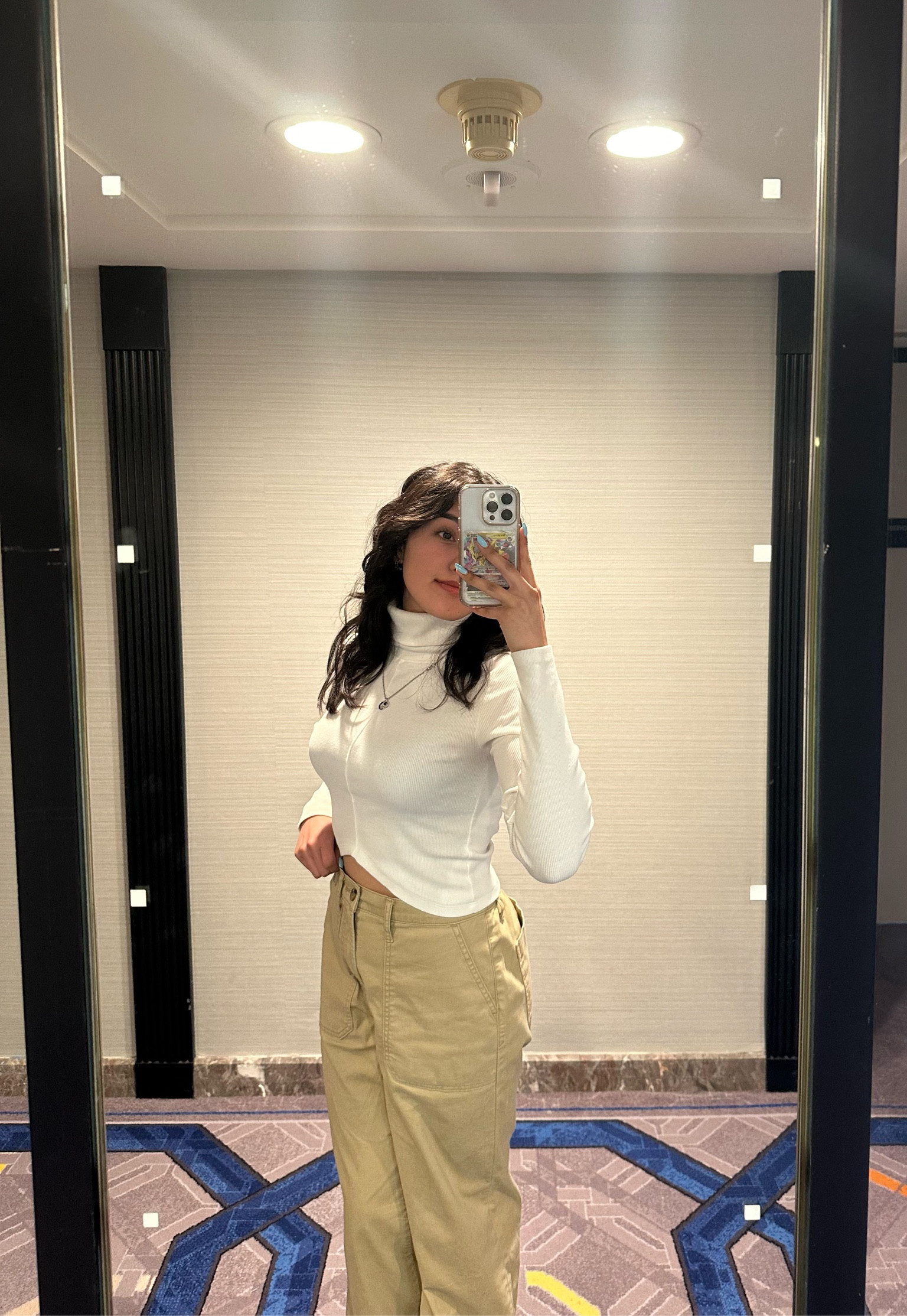 winter white ribbed turtleneck cropped v-cut khakis high waisted flared wide leg pants on sale cargo minimal simple cute out together outfit 

#LTKSeasonal #LTKsalealert #LTKMostLoved