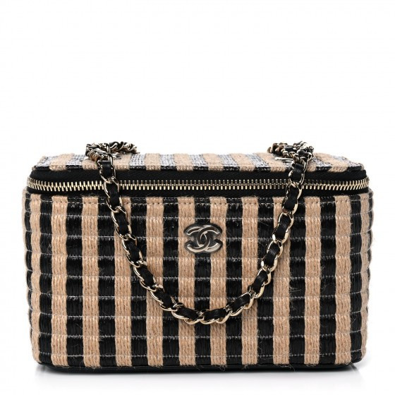 CHANEL

Raffia Jute Striped Small Vanity Case With Chain Black Beige | Fashionphile