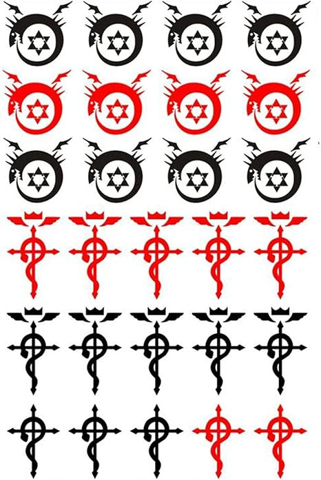AwwwCos Fullmetal Alchemist Halloween Cosplay Temporary Tattoos Edward Elric Tattooing Body Stick... | Amazon (US)