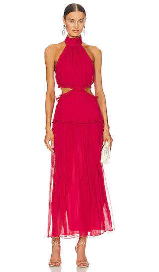 Marquis High Neck Cut Out Midi Dress in Roma Red | Revolve Clothing (Global)
