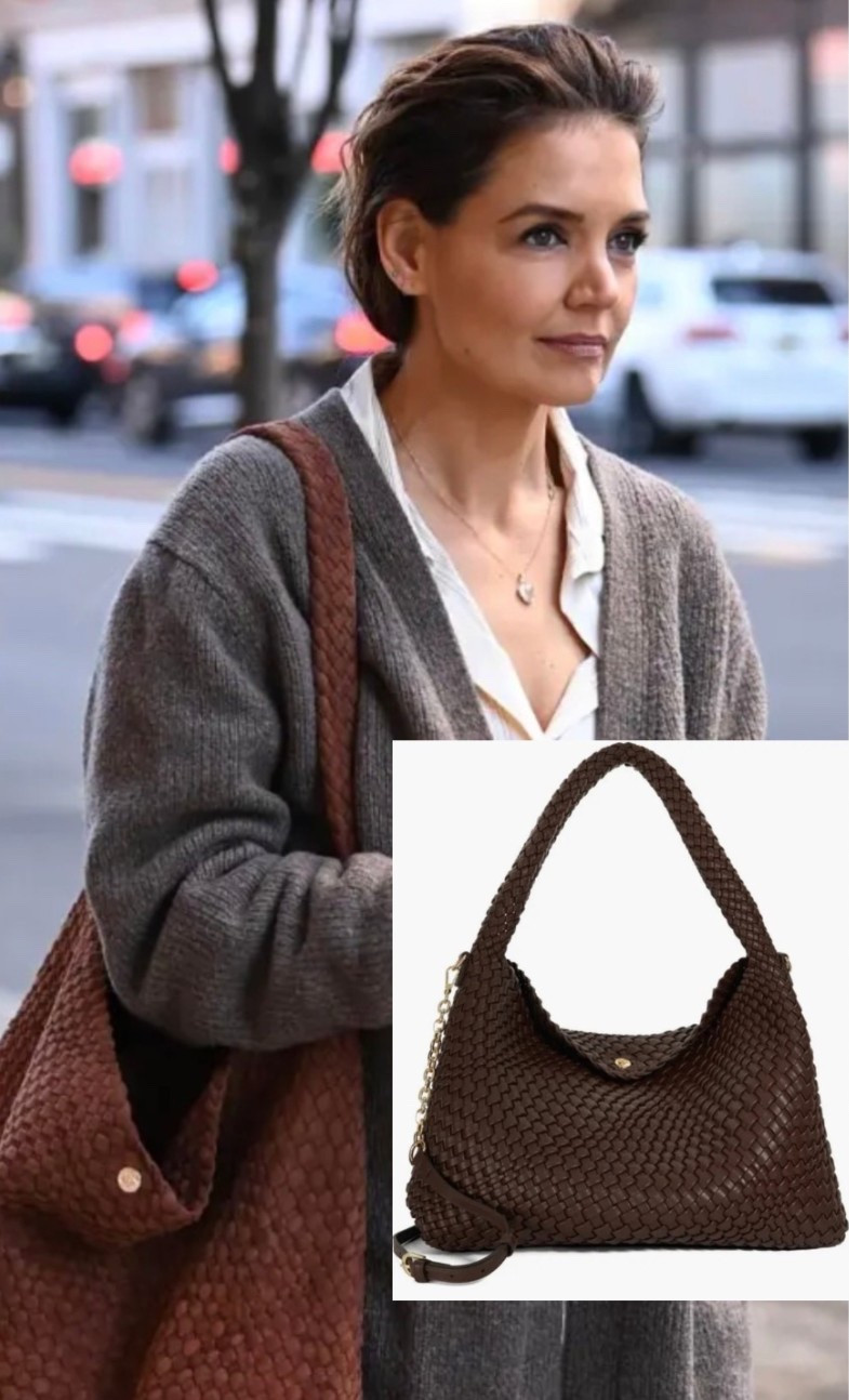 Rose Byrne was snapped in London last weekend ahead of the BAFTAs, looking ever stylish in wide-leg jeans, black booties, a short, brown tweed jacket — and what’s become celebs’ go-to bag, the large Dune London Deliberate.

Katie Holmes, Bella Hadid and Daisy Edgar-Jones are just a few of the fashionistas who have worn the style, which is surprisingly under $200. The woven, slouchy bag comes in different sizes and a range of pretty colors.

#LTKSeasonal #LTKitbag #LTKstyletip