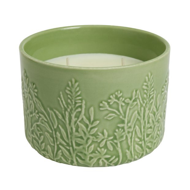 Habitat Embossed Large Ceramic Candle - Flower Market | Habitat UK