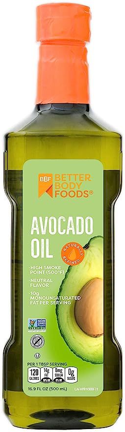 BetterBody Foods Avocado Oil, Refined Non-GMO Cooking Oil for Paleo and Keto, 500 Milliliters | Amazon (US)