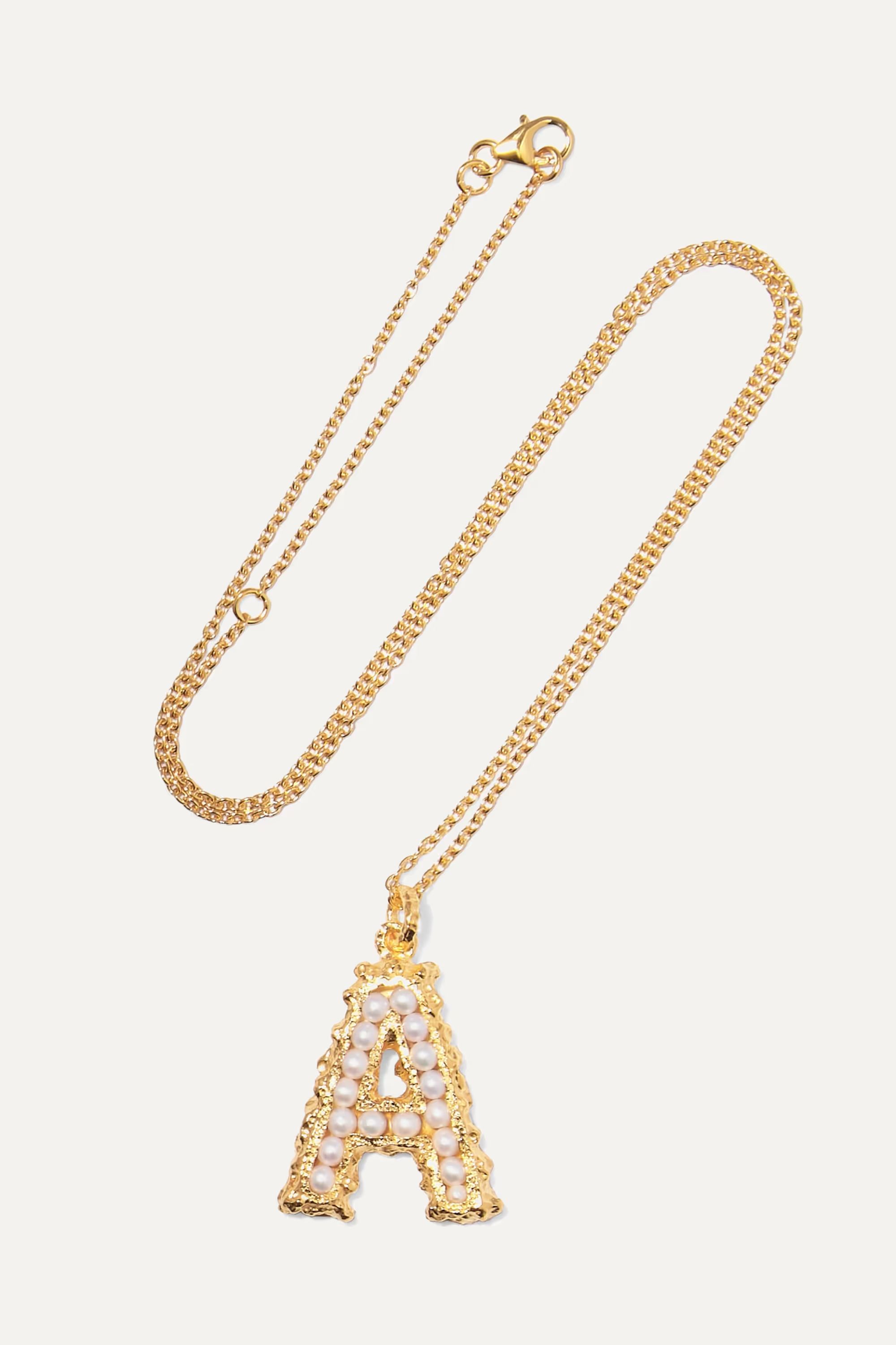 Alphabet gold-plated pearl necklace | NET-A-PORTER (US)