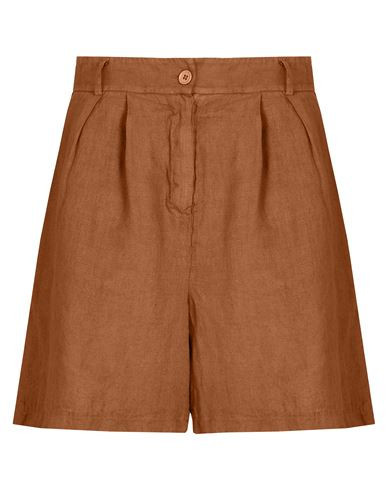 8 By Yoox Linen High-waist Pleated Bermuda Woman Shorts & Bermuda Shorts Brown Size 2 Linen | YOOX (US)