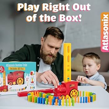 Atlasonix Domino Train Set - Dominoes for Kids, Domino Train Toy Machine - Prepares Your Domino R... | Amazon (US)