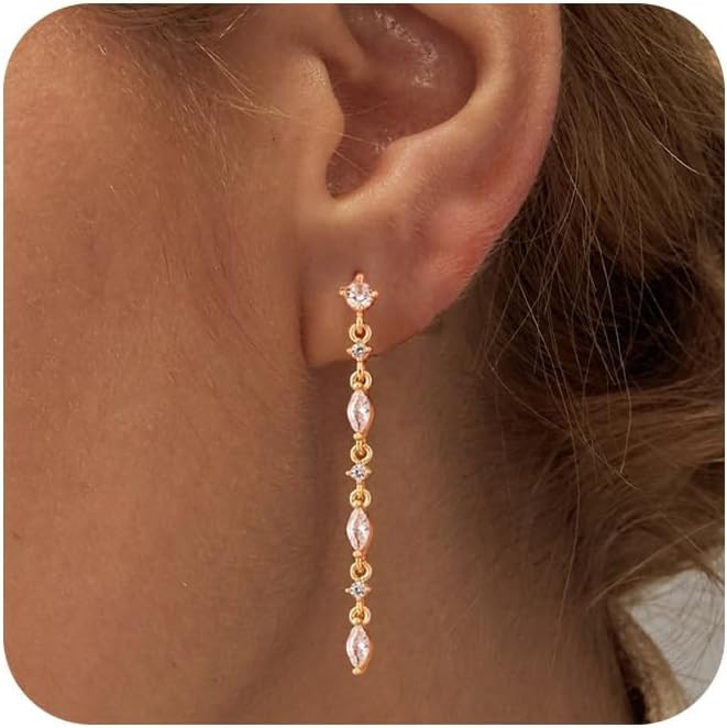 Gold Dangle Earrings for Women,Prom Jewelry Dainty Earring 14K Gold Plated Drop Earrings for Wome... | Amazon (US)