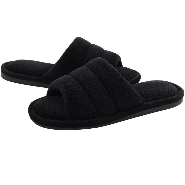 Litfun Open Toe Slippers for Women Comfort Terry Cloth House Slippers Memory Foam Slide Slippers,... | Walmart (US)