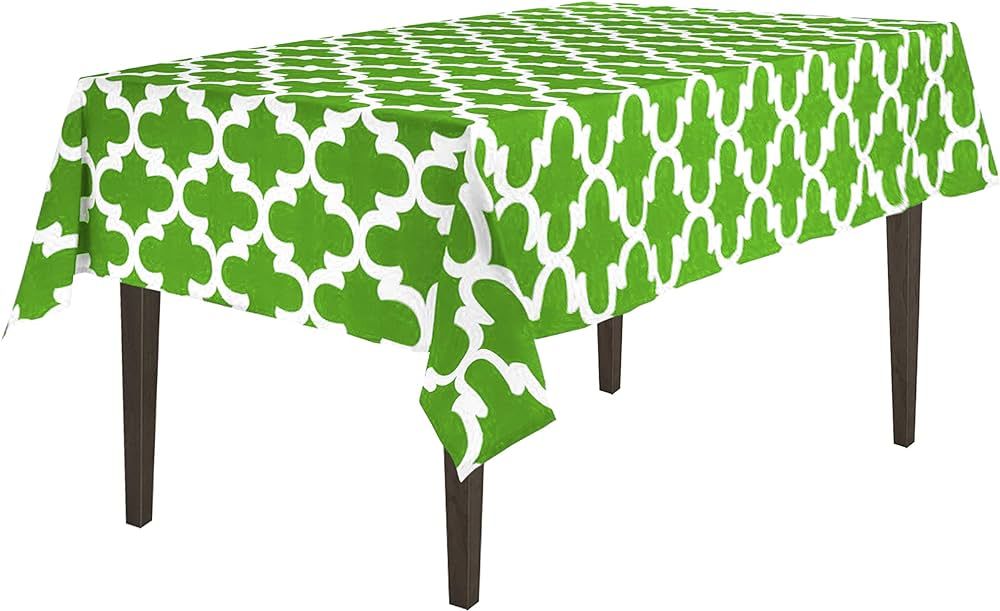LinenTablecloth Green and White Rectangular Cotton Trellis Tablecloth, 58 x 70-Inch | Amazon (US)