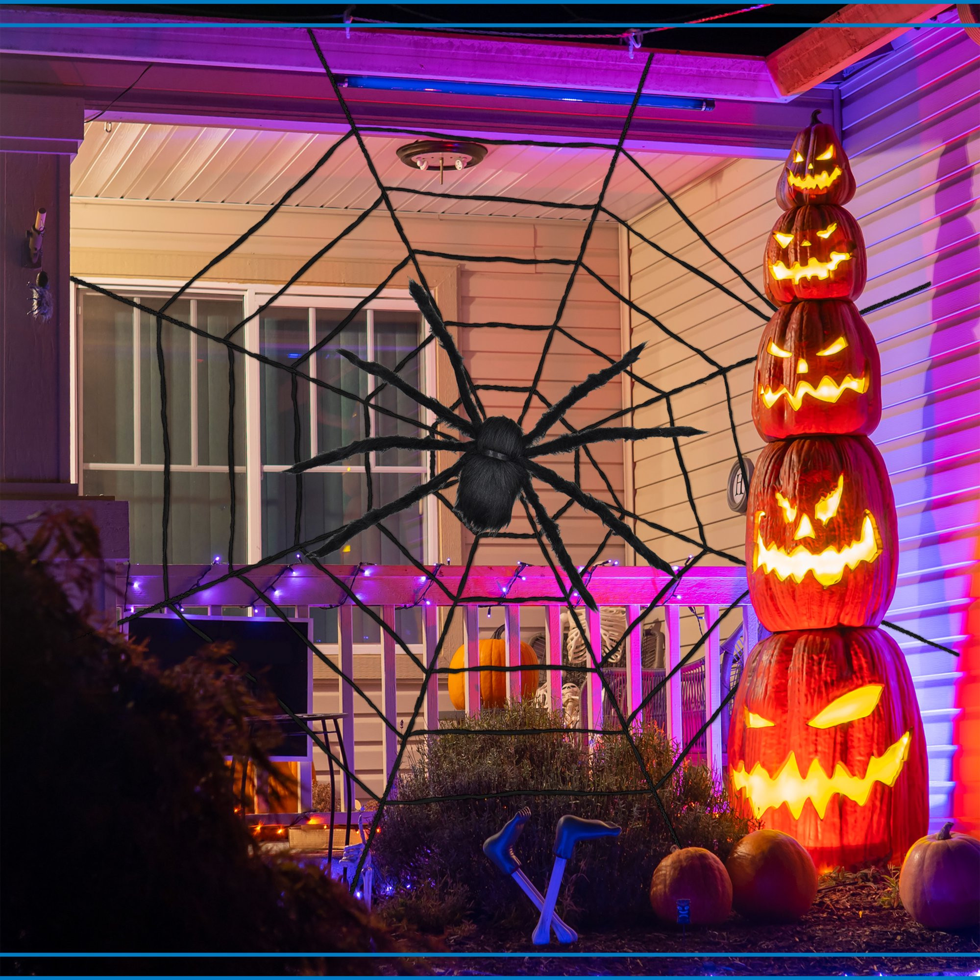Halloween 8-Foot Spider Web with 28-in Spider, Black, Outdoor Decor, Party Favors, by Way to Cele... | Walmart (US)