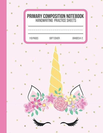 Unicorn composition notebook: primary composition book - journal for grades k-2 with top half bla... | Amazon (US)