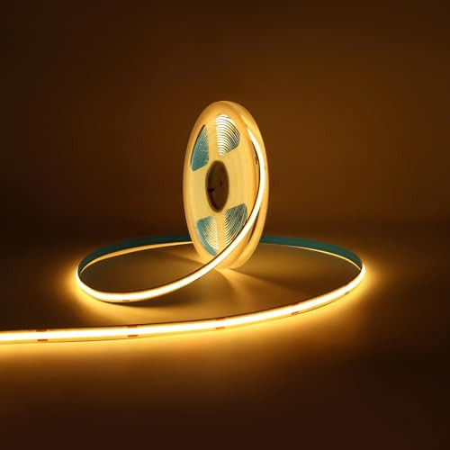 MALIIGAZA COB LED Strip Light, 16.4FT 2700k High Bright LED Light Tape with 2400 LEDs Flexible Cuttable for House Ceiling Bedroom Decor (DC 24V, No Power Supply) | Amazon (US)