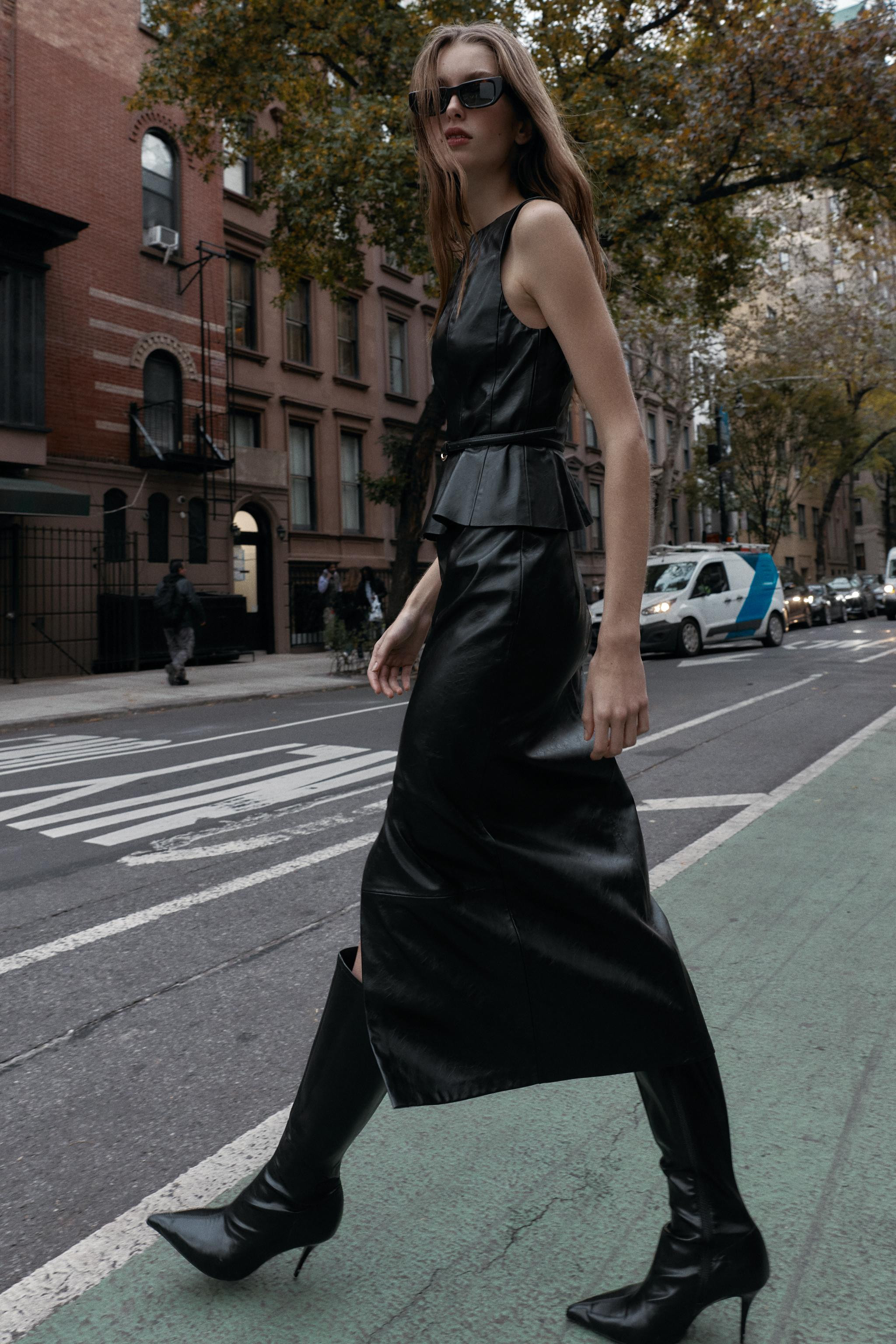 FAUX LEATHER MIDI SKIRT | Zara US