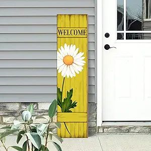 Spring Welcome Wooden Sign, Rustic Daisy Porch Sign for Front Door Decorations, Hello Spring Deco... | Amazon (US)