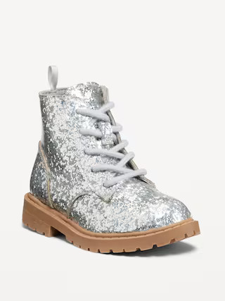 Glittery Side-Zip Combat Boots for Toddler Girls | Old Navy (US)