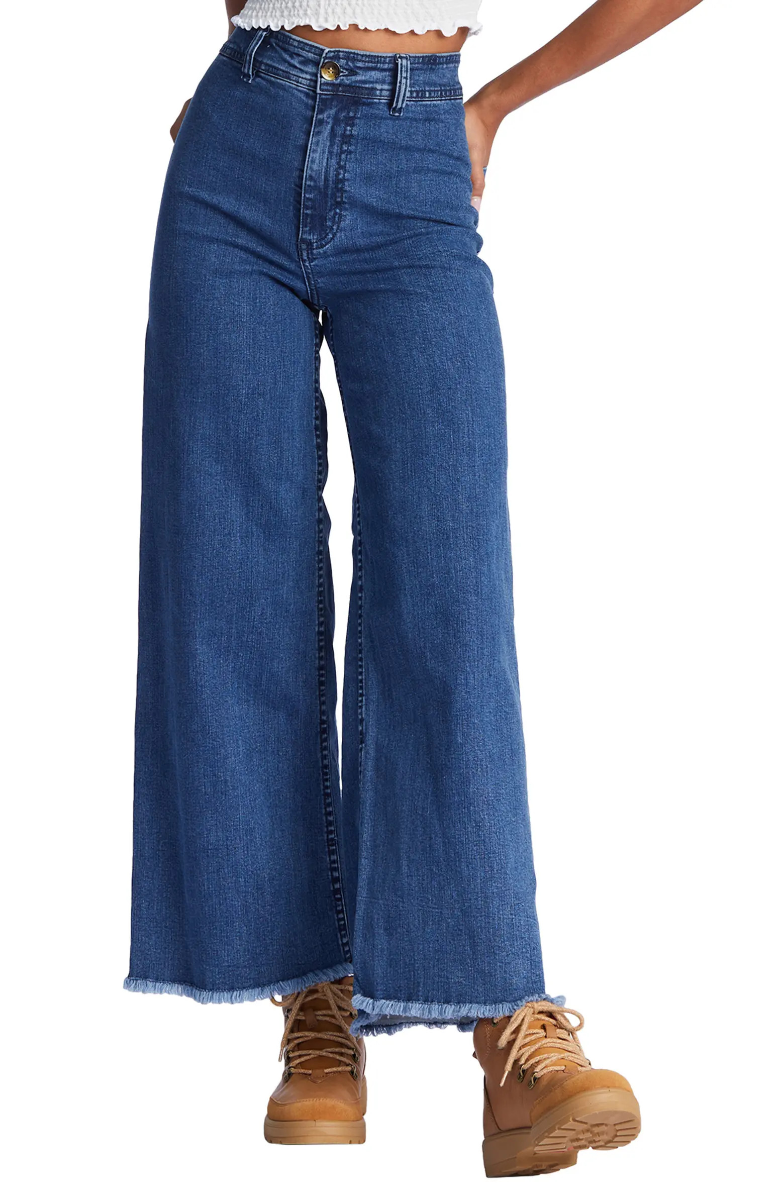 Free Fall Fray Hem Stretch Wide Leg Jeans | Nordstrom