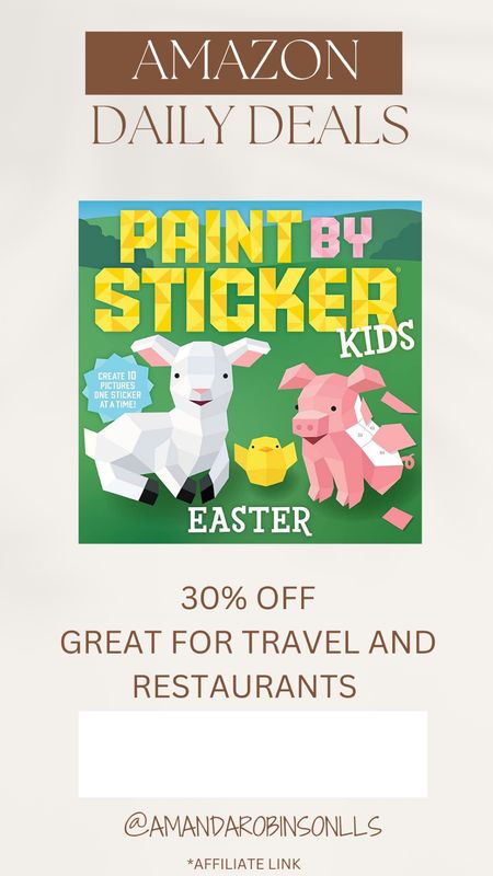 Amazon Daily Deals
Paint by sticker kids Easter book

#LTKkids #LTKsalealert #LTKtravel