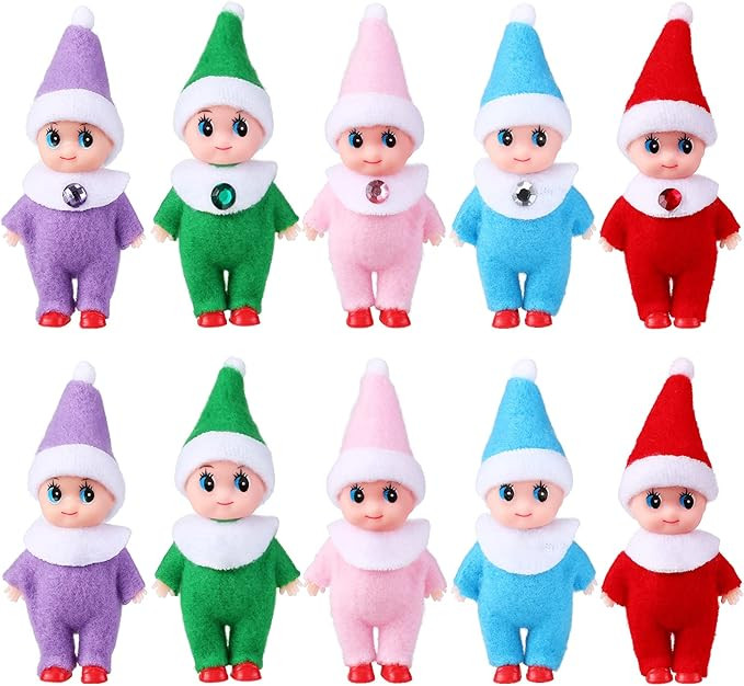10 Pieces Tiny Elf Dolls Christmas Elf Doll Christmas Miniature Elf Doll Plush Dolls Elf Christma... | Amazon (US)