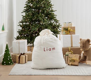 Personalized Ivory Velvet Santa Bag | Pottery Barn Kids | Pottery Barn Kids