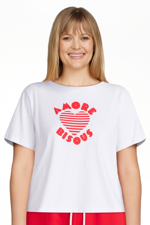 Free Assembly Women's and Women’s Plus Cotton Cropped Boxy Heart Tee with Short Sleeves, Sizes ... | Walmart (US)