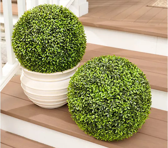 Wicker Park Set of 2 Oversized Faux Floral Spheres | QVC
