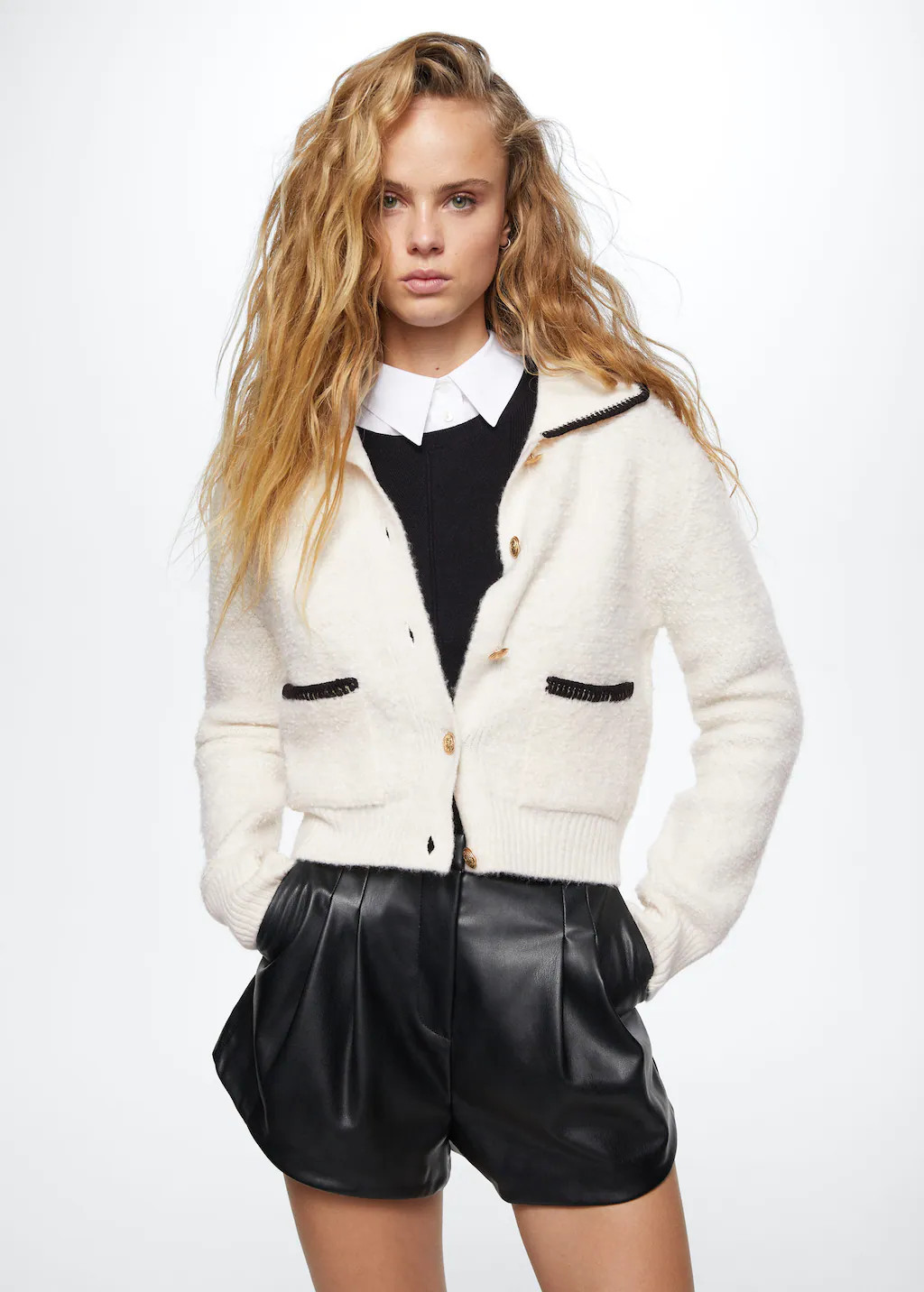 Cardigan mit kontrastborten -  Damen | Mango Deutschland | MANGO (DE)