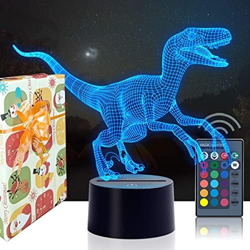 Urwise Cool 3D Jurassic Dinosaur Night Light, LED Velociraptor Raptor Night Lights, 16 Color Chan... | Amazon (US)