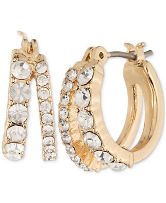 Pavé Crystal Split Hoop Earrings | Macy's