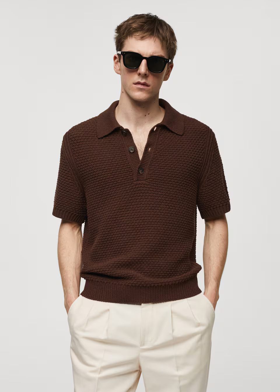 Poloshirt aus 100 % baumwolle mit großem perlmuster -  Herren | Mango Man Deutschland | MANGO (DE)