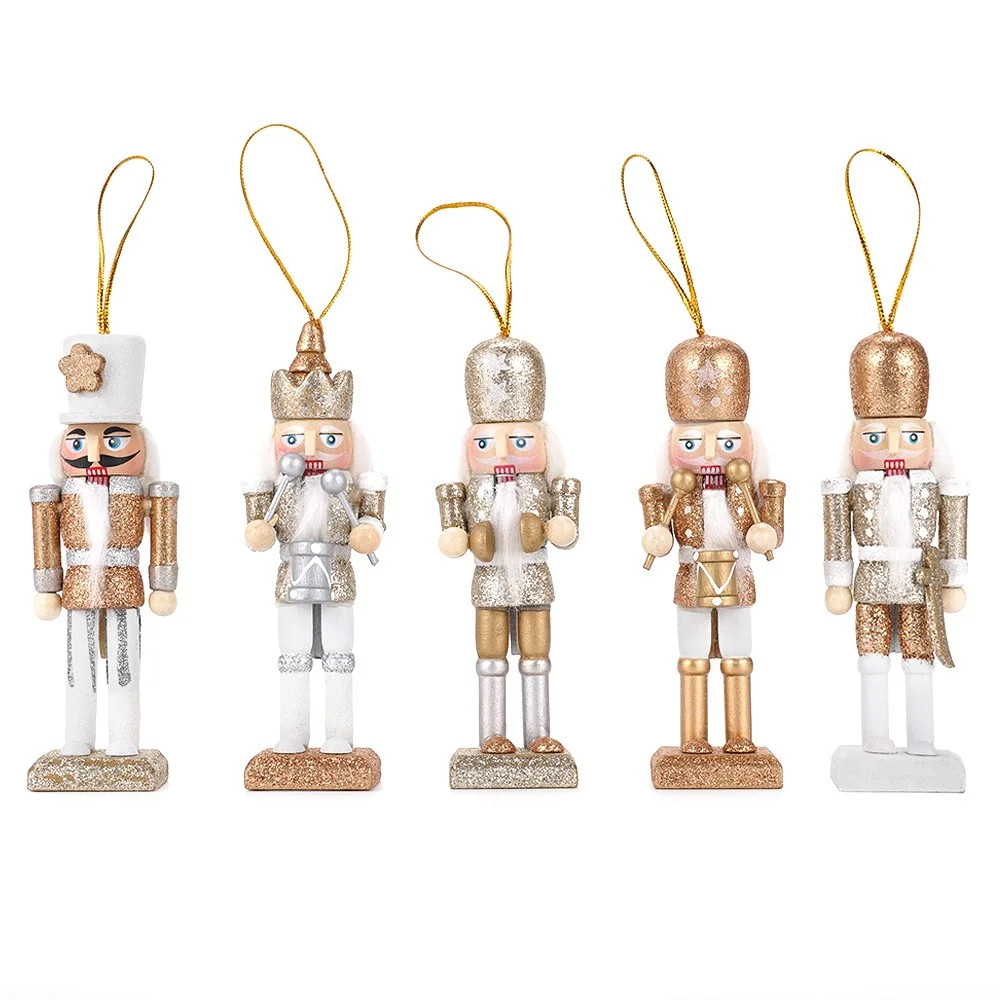 TJT 5-Piece Nutcracker Decorations, Christmas Nutcracker Soldier Ornaments Wooden Tree Hanging Co... | Walmart (US)