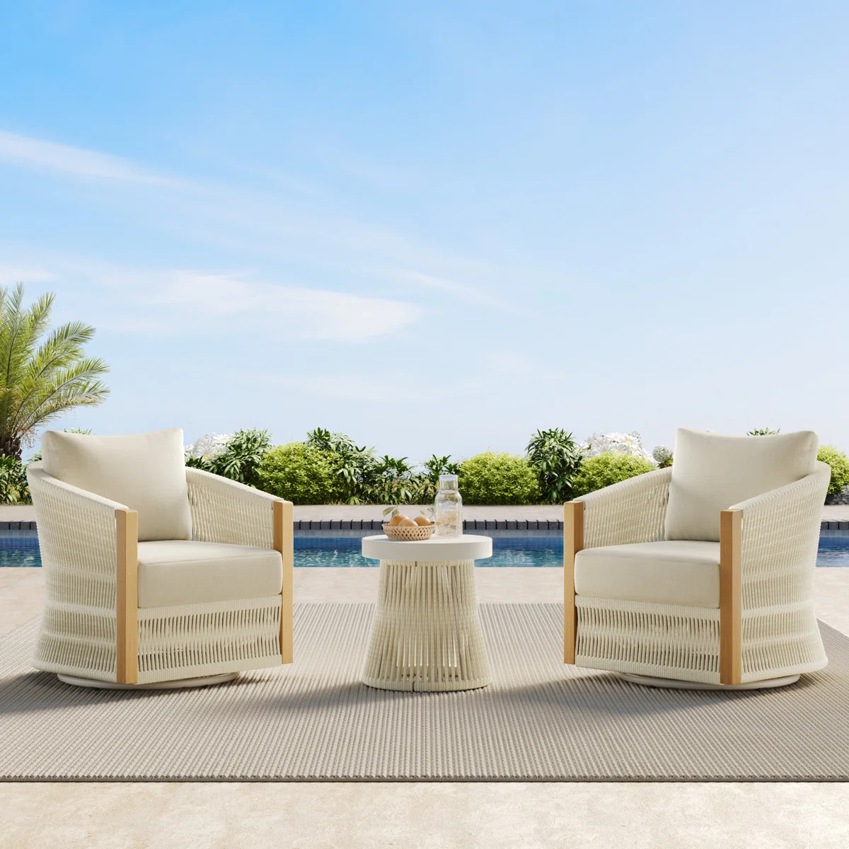 2-Person Outdoor Swivel Seating Group With Cushions | Wayfair North America