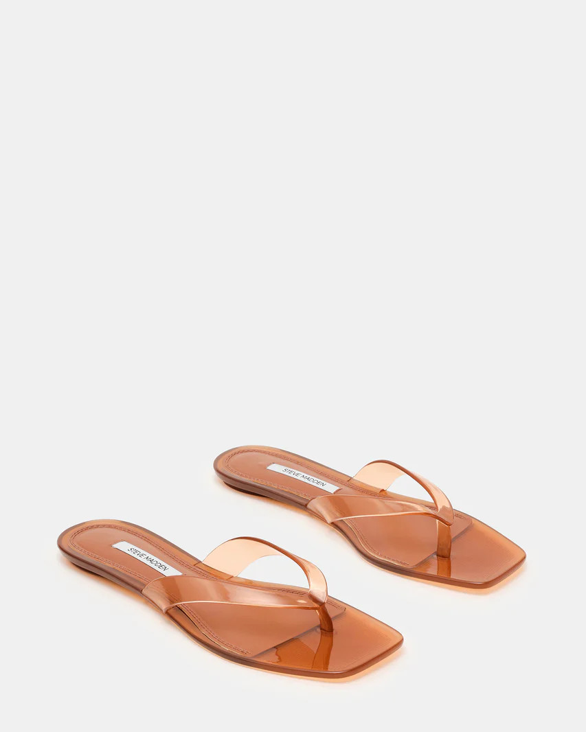 TRELLA Jelly Tan Square-Toe Thong Women's Sandal | Steve Madden (US)