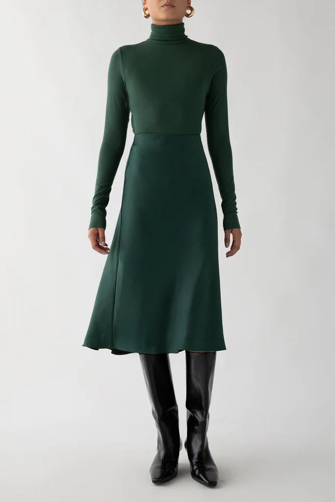 SATIN MIDI SLIP SKIRT | OAK + FORT