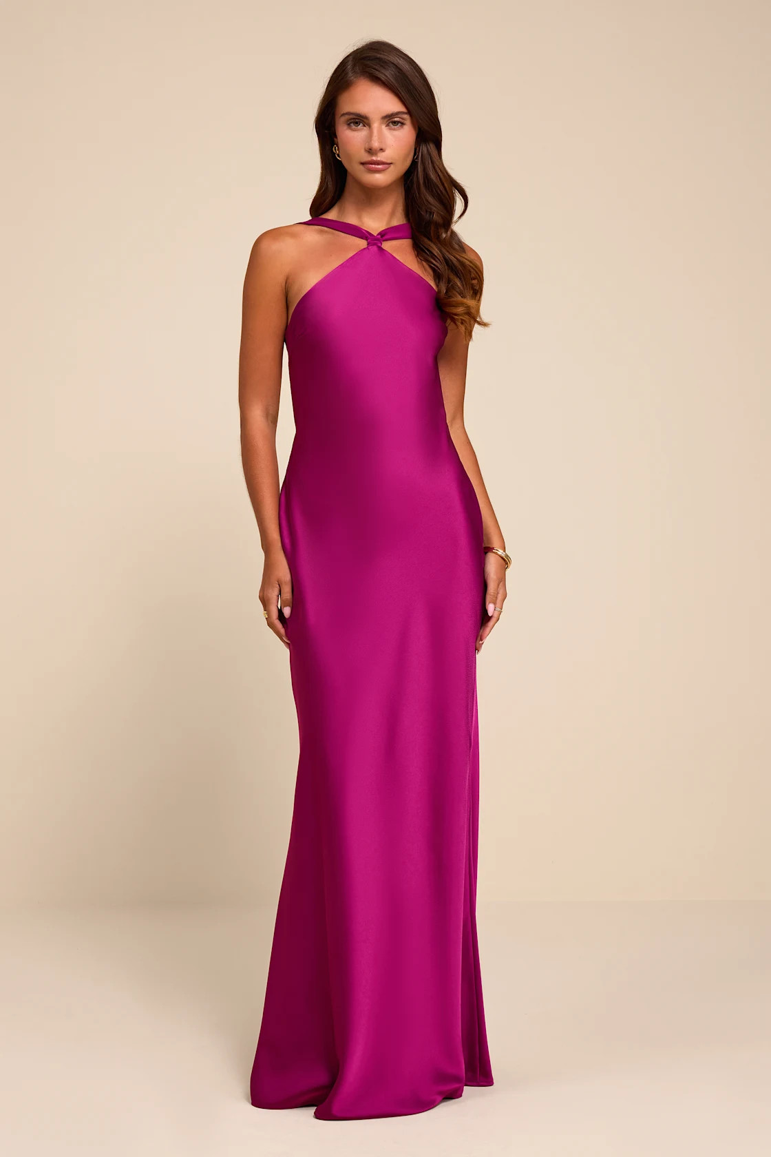 Sienna Magenta Satin Backless Maxi Dress | Lulus