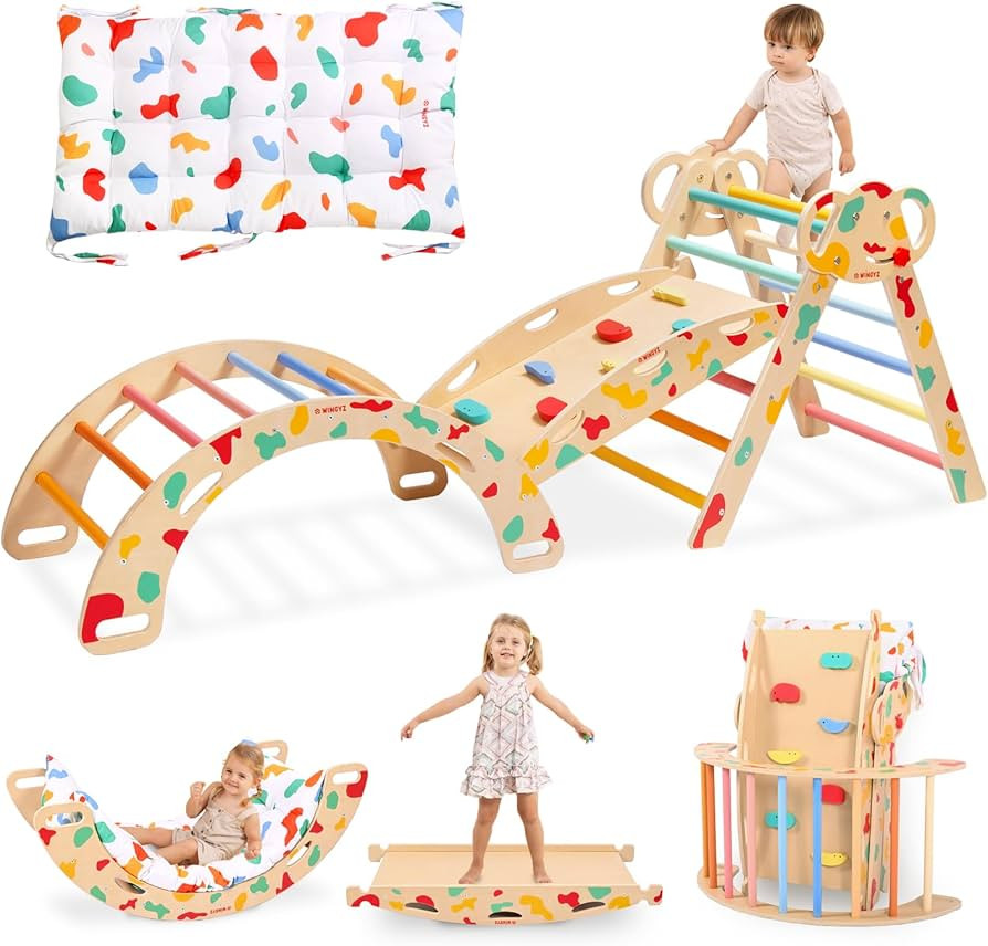 wingyz Pikler Triangle Climbing Set with Cushion,Foldable 8 in 1 Jungle Gyms for Toddlers 1-3, In... | Amazon (US)