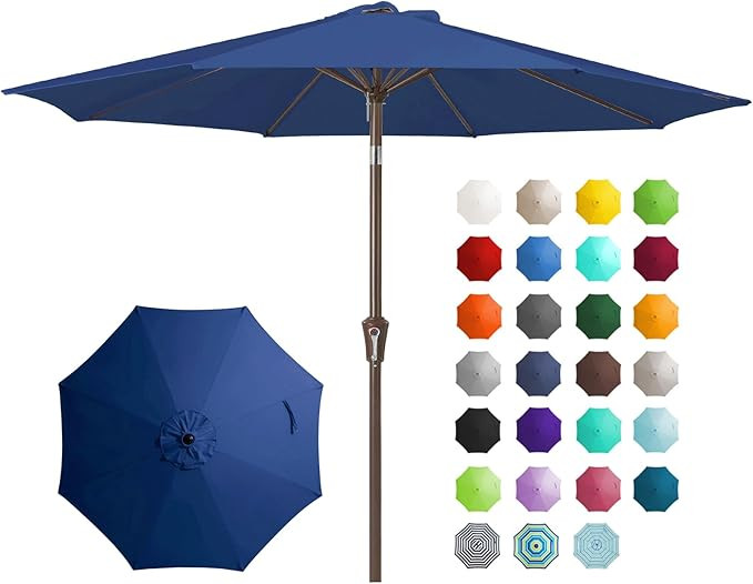 JEAREY 9FT Outdoor Patio Umbrella Outdoor Table Umbrella with Push Button Tilt and Crank, Market ... | Amazon (US)