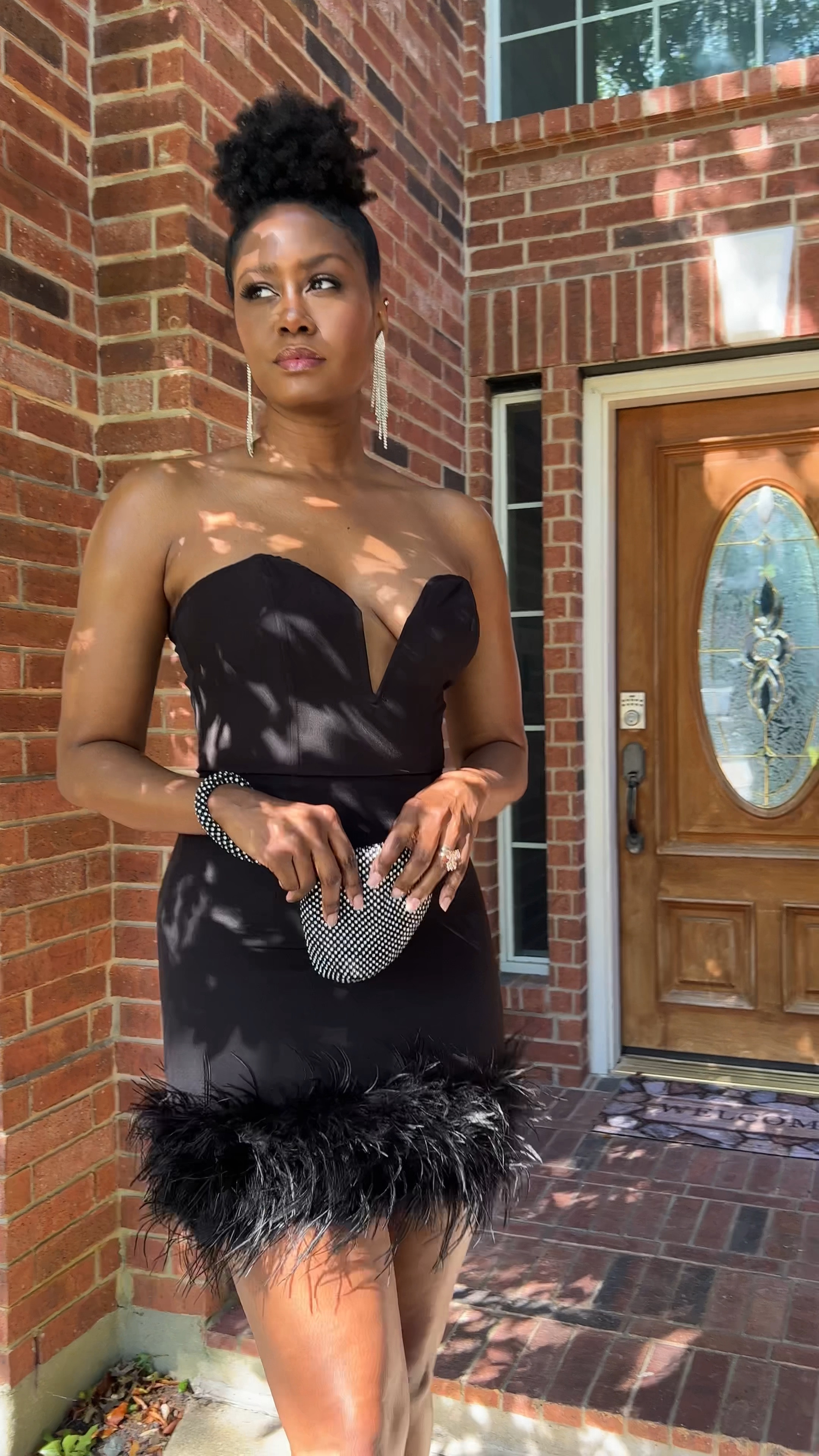 A feather mini dress and lots of sparkle complete this wedding guest outfit of the night 

I’m wearing size M


#LTKwedding #LTKunder100 #LTKunder50