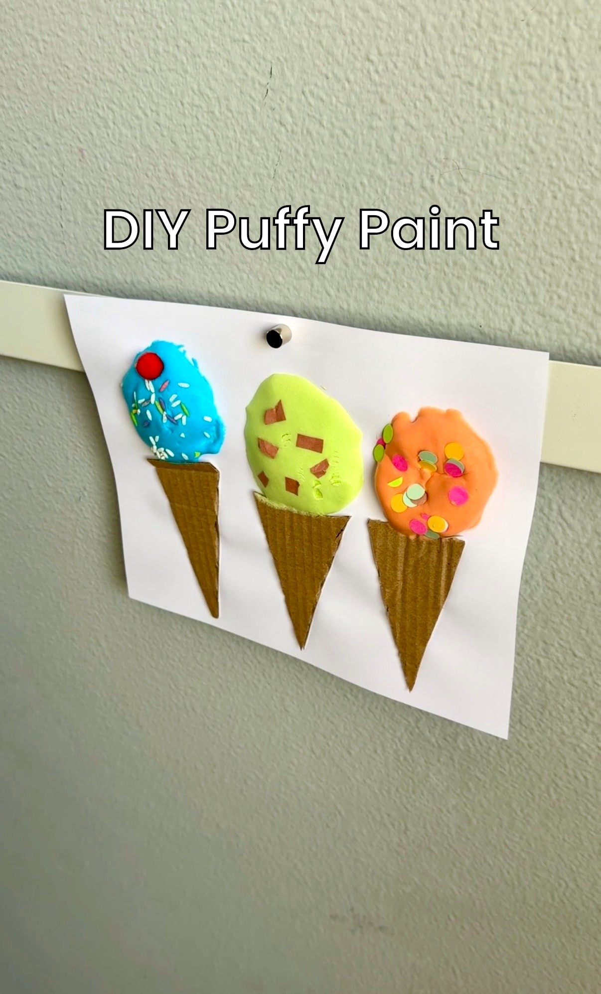 Combine 1 part shaving cream, 1 part school glue, a couple drops of food coloring to make DIY puffy paint. Applying the paint liberally with a spoon helps it stay puffy even after it’s dry.

#LTKmomlife #LTKKids
