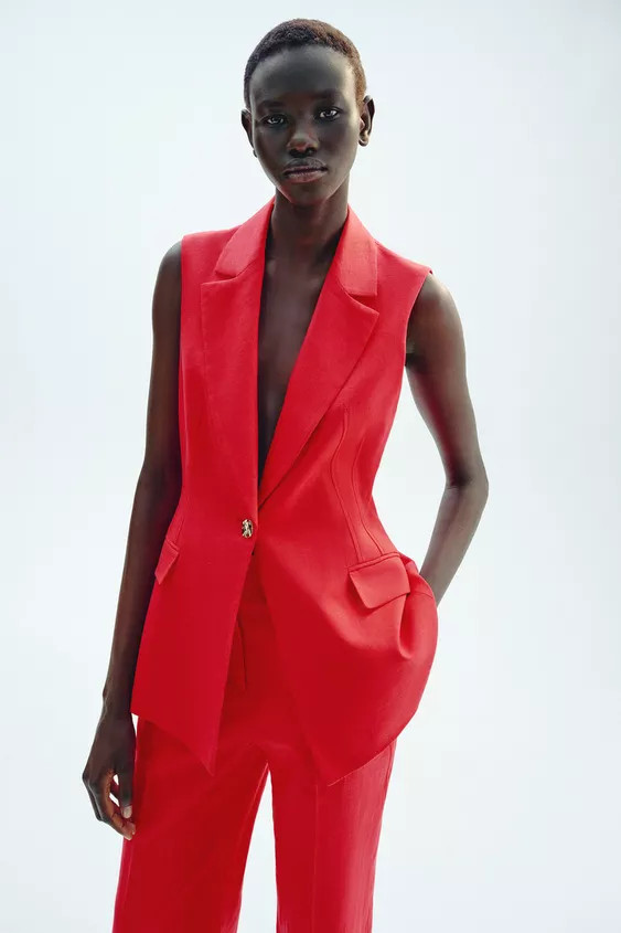 LINEN LONG VEST | Zara Canada