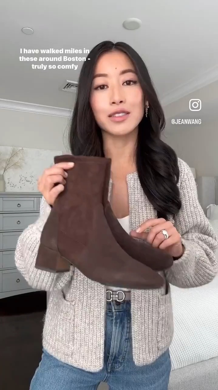 Comfy walking booties - linked 3 retailers which have the best prices and stock:

• nordstorm has lowest price for black
• Bloomingdales has a sale and best stock for other colors 
• Amazon has a good price for brown in a few sizes left 


I got these gentle souls boots in black last year and loved them so much, I hunted down dark brown and taupe as well as my city walking boots. 

Size up if between sizes. I’m usually a 5 to 5.5 and went up to 5.5 since the front toe felt a little narrow. 

These have a cushioned insole, flexible rubber outsole, and a slim stretchy ankle shaft that works perfectly tucked under jeans and pants or with tights. 

Note: this boot comes out in new iterations each year with a different style name, but I’ve found them to all be extremely similar. My 3 pairs all have a different style name (ie the Ella boot) but looks and feel nearly the same

• old nordstorm cardigan
• edited pieces mini belt xxs

Gifts for her, holiday outfits, boots, petite friendly winter shoes 

#LTKShoeCrush #LTKGiftGuide #LTKCyberWeek