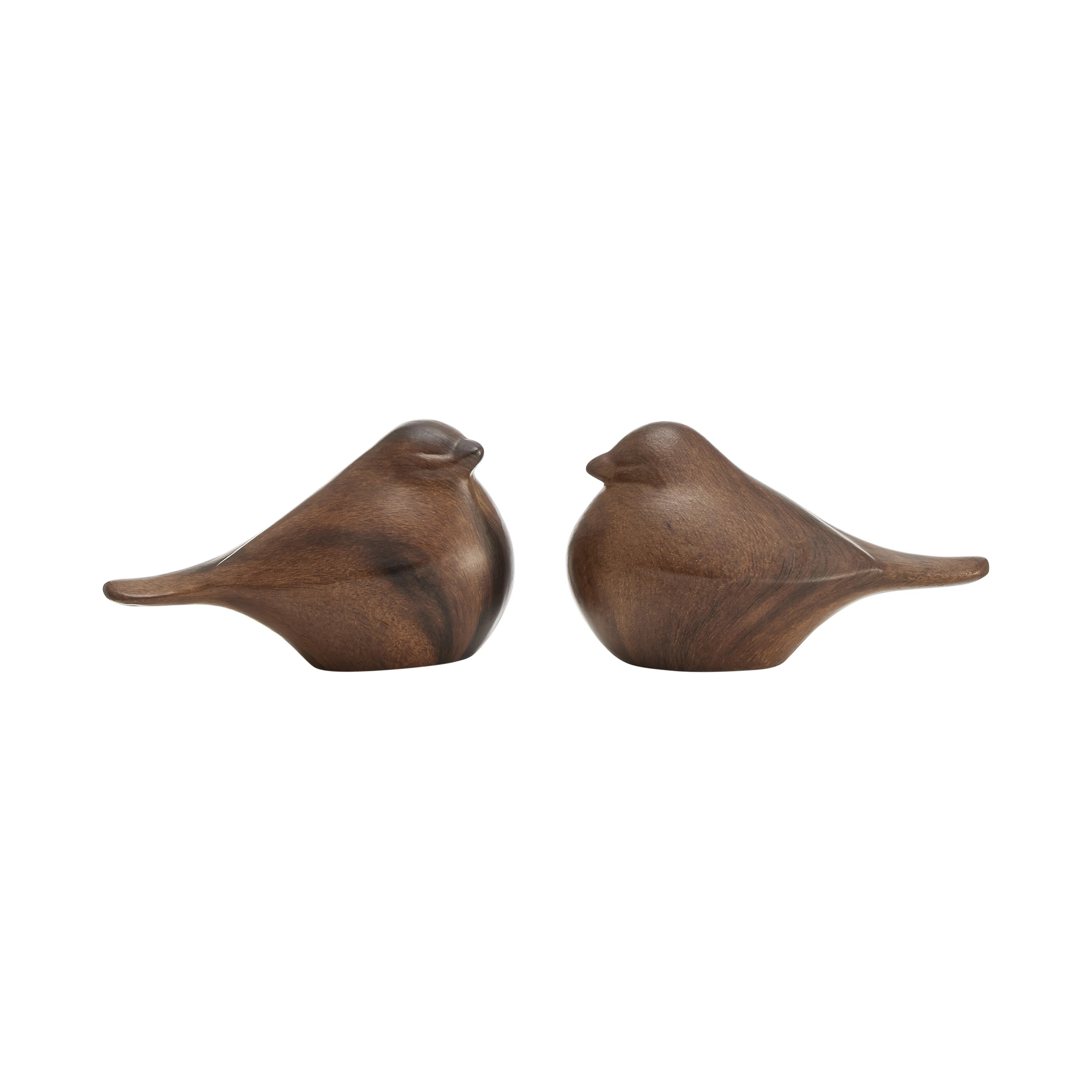 Millwood Pines Eldrin Set Of 2 Modern Abstract Walnut Finish Tabletop Bird Sculpture Figures & Re... | Wayfair North America