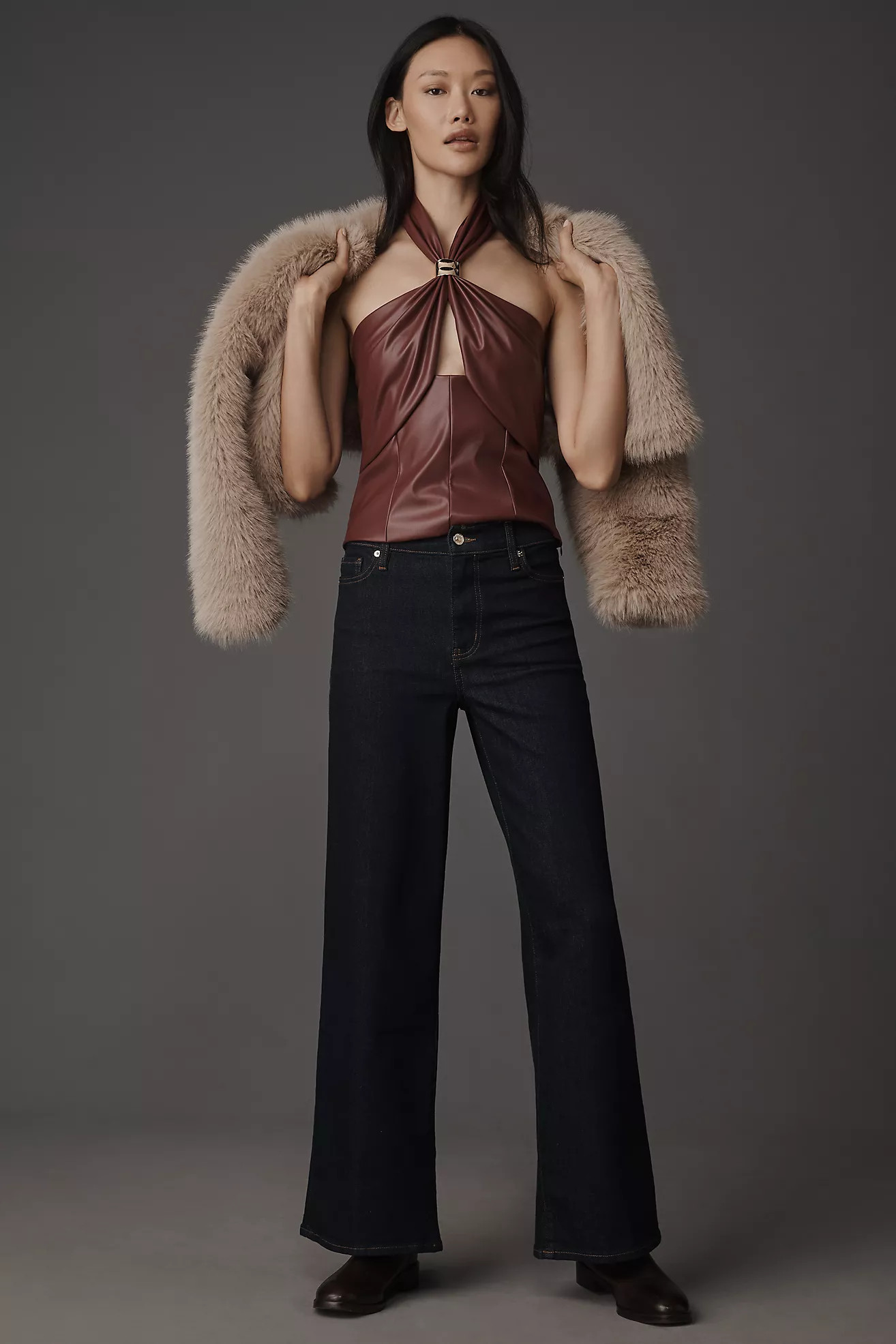 FRAME Le Slim Palazzo High-Rise Wide-Leg Jeans | Anthropologie (US)