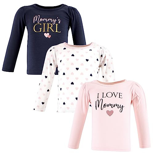 Hudson Baby Unisex Baby Long Sleeve T-Shirts, Girl Mommy Pink Navy, 3 Toddler | Amazon (US)