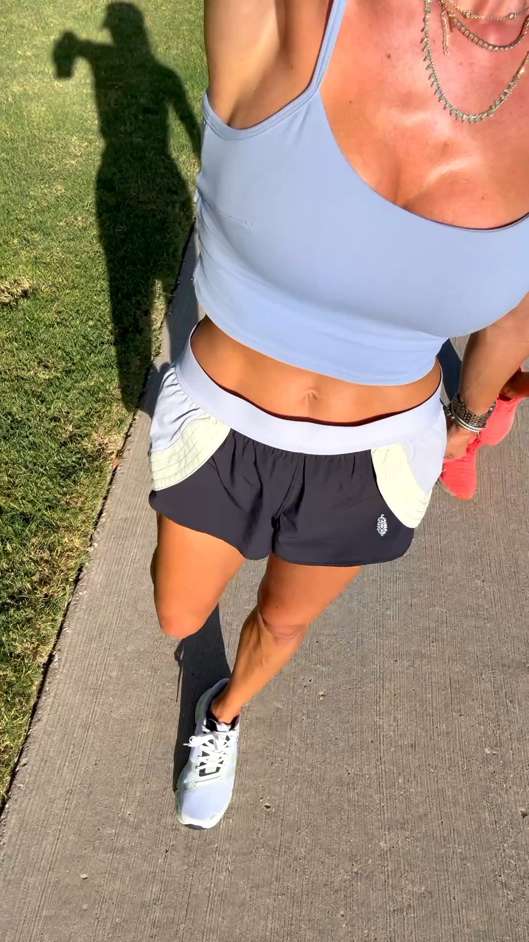 Shorts size xs tank xs sneakers for walking

#LTKPetite #LTKSaleAlert
