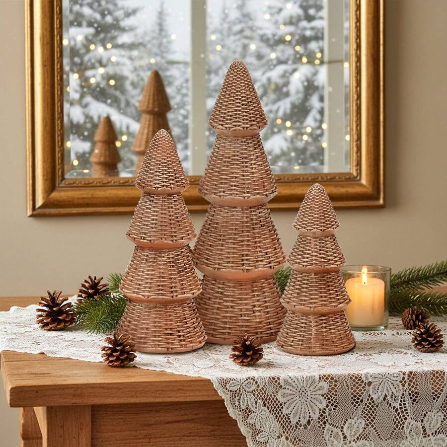 3pcs Christmas Trees - Christmas Decorations - Modern Cone Indoor Christmas Ornaments Decoration ... | SHEIN