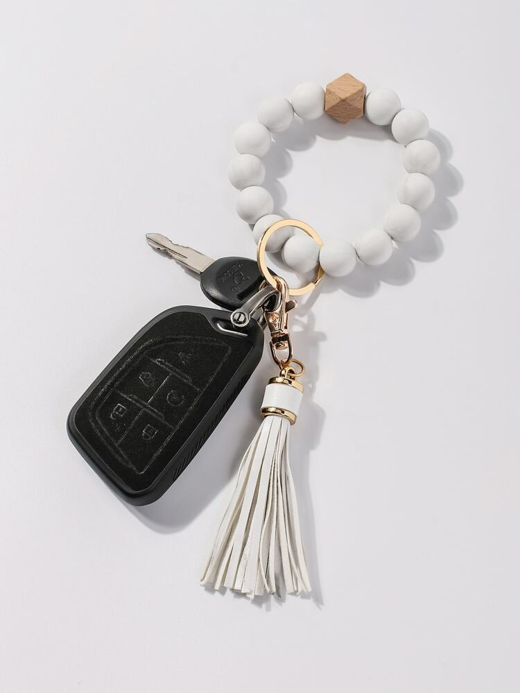 Tassel Charm Beaded Keychain | SHEIN