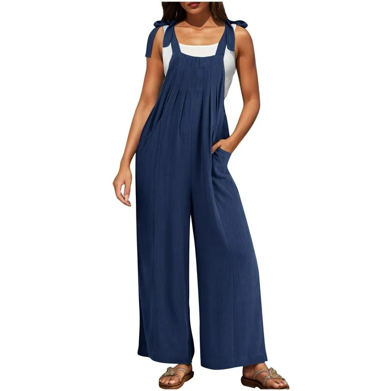 Women Summer Sleeveless Cotton Linen Black Bib Overalls Womens Overalls Casual Loose Sleeveless A... | Walmart (US)